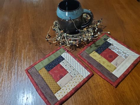 log cabin mug rug pattern